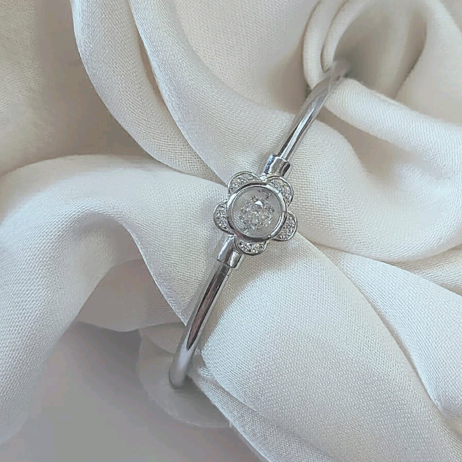 CZ Flower Silver Bracelet 